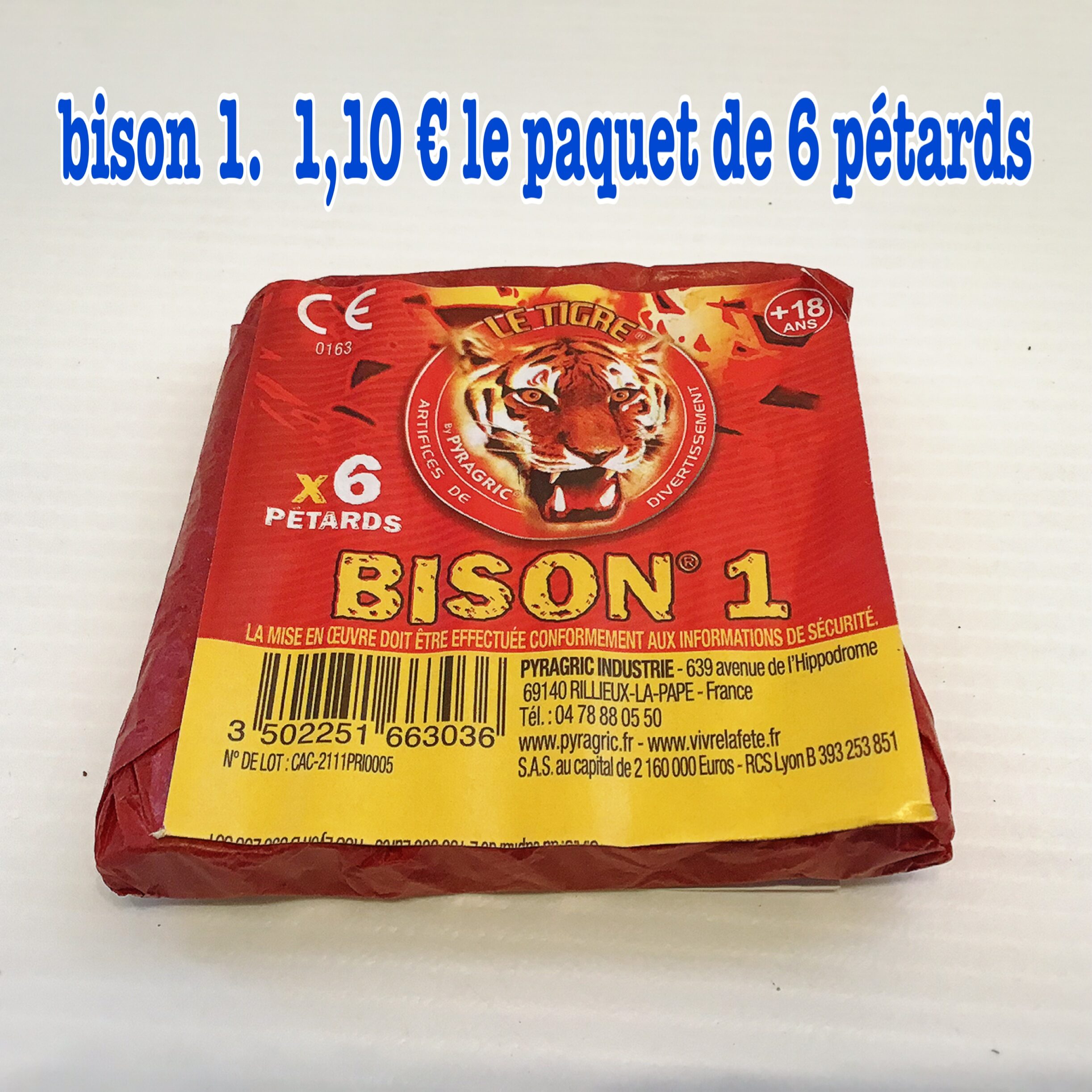 2X Paquet de 6 Pétard à mèche Bison 1 - Artifice - Artifice